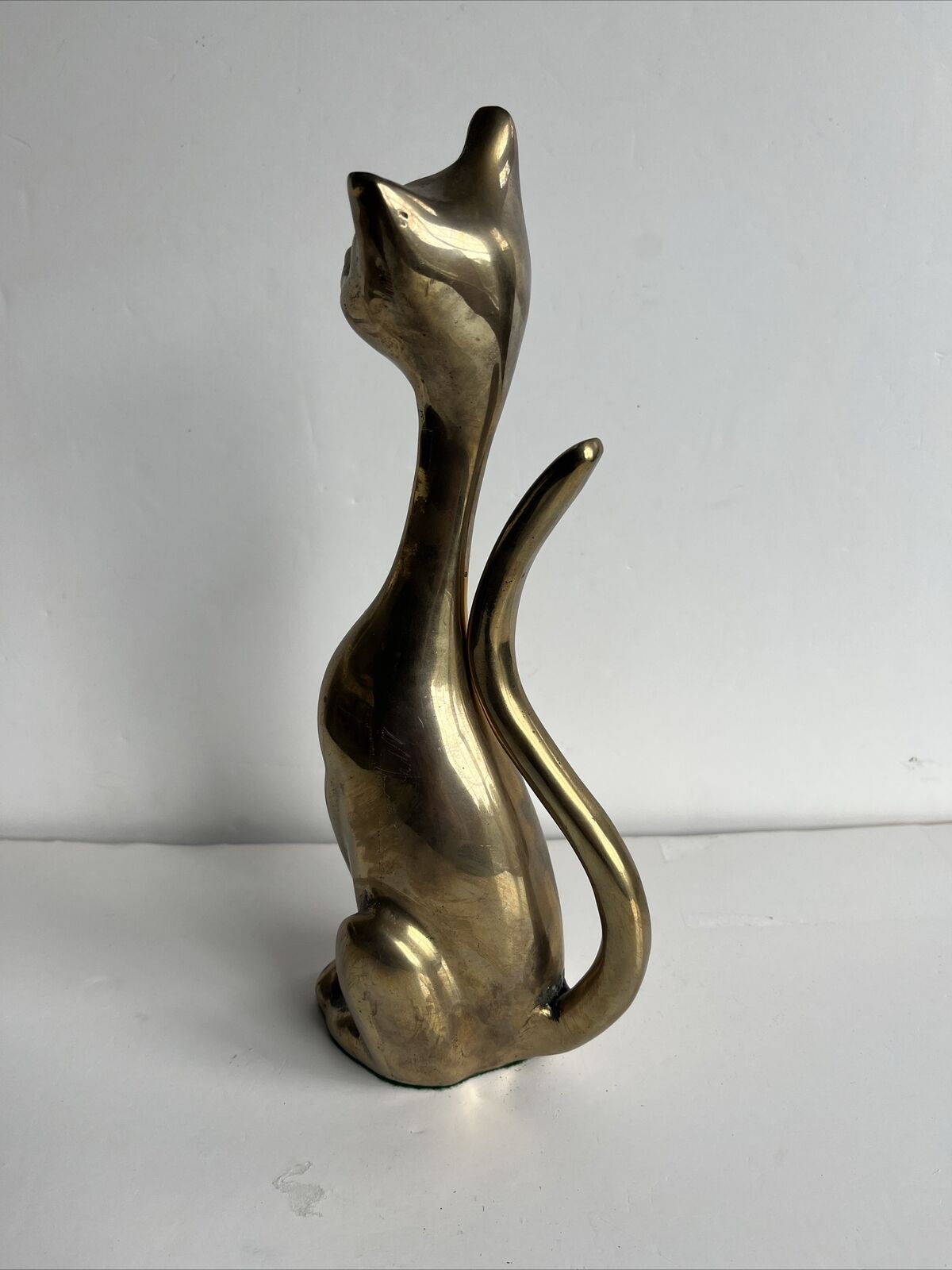 Vintage Brass Siamese Cat Kitty Kitten Sculpture Figure Sitting 12”