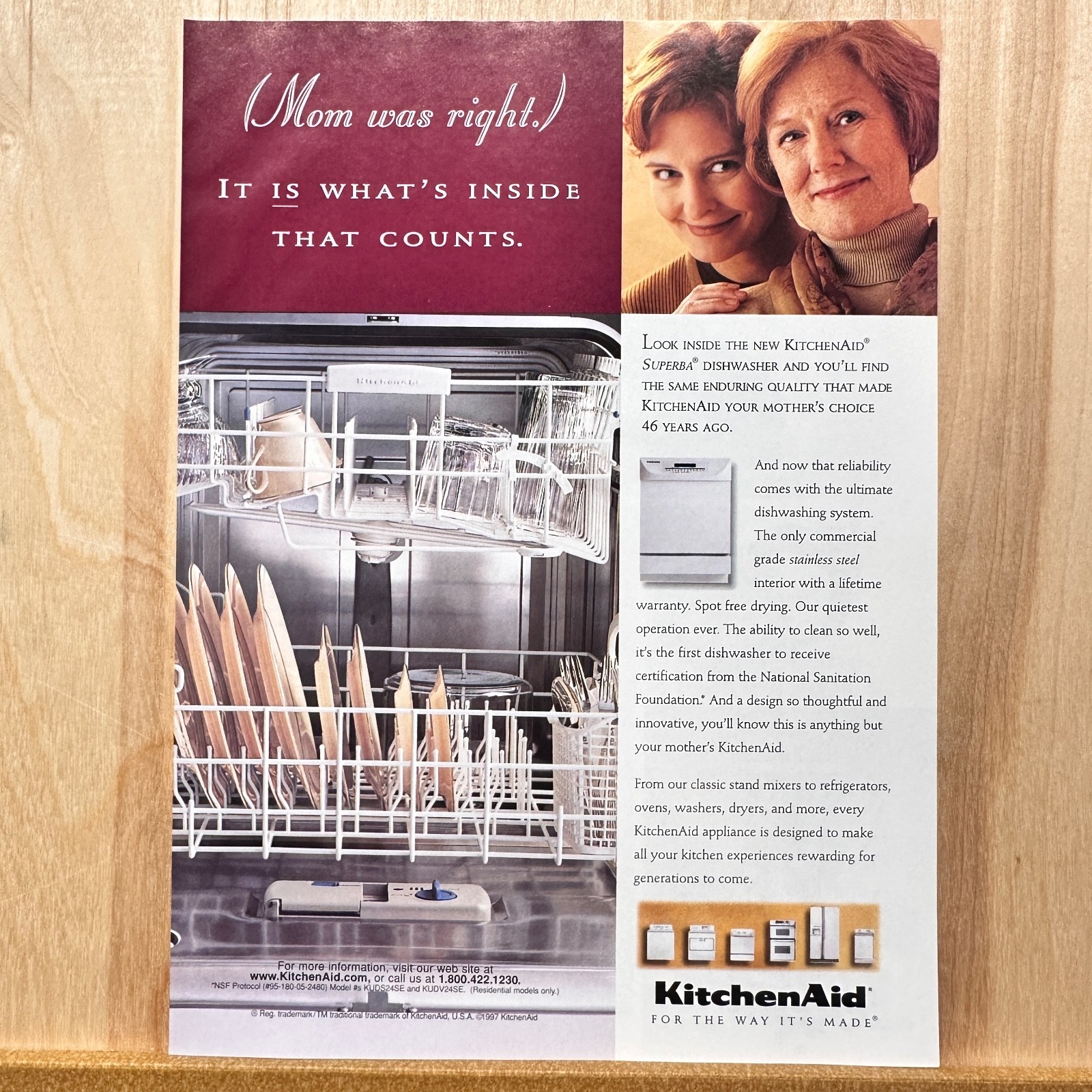 1997 Kitchen Aid Dishwasher Superba Vintage Print Ad Mom Was Right Advert