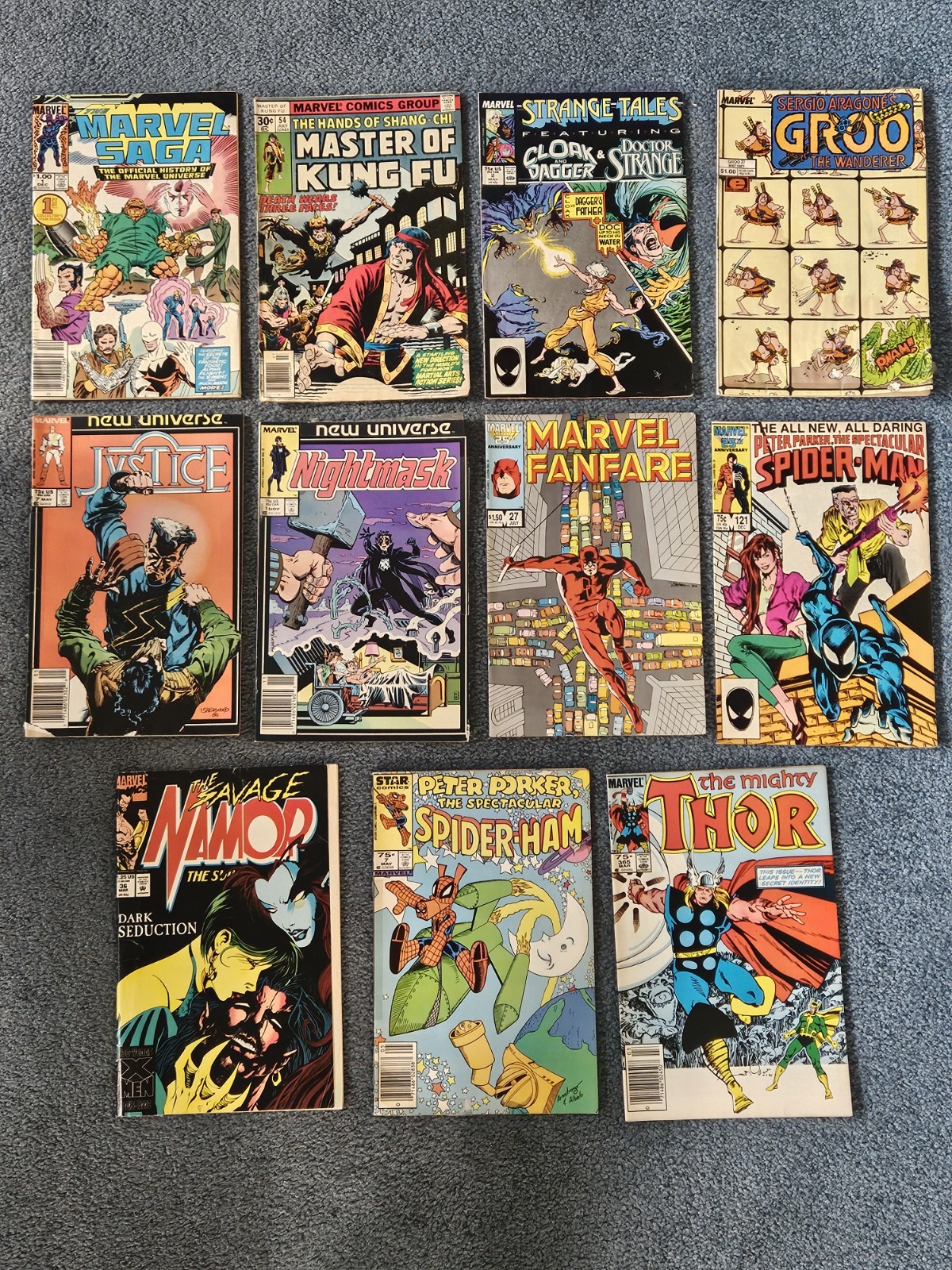 1980's Vintage Lot of 11 Marvel Comic Books Superman Thor Etc.