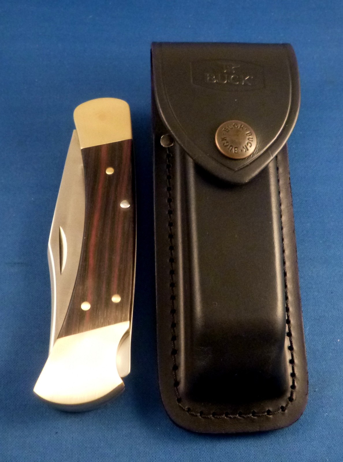VTG BUCK 110 2 dot 1970s folding Hunter Pocket Knife USA new Buck leather sheath