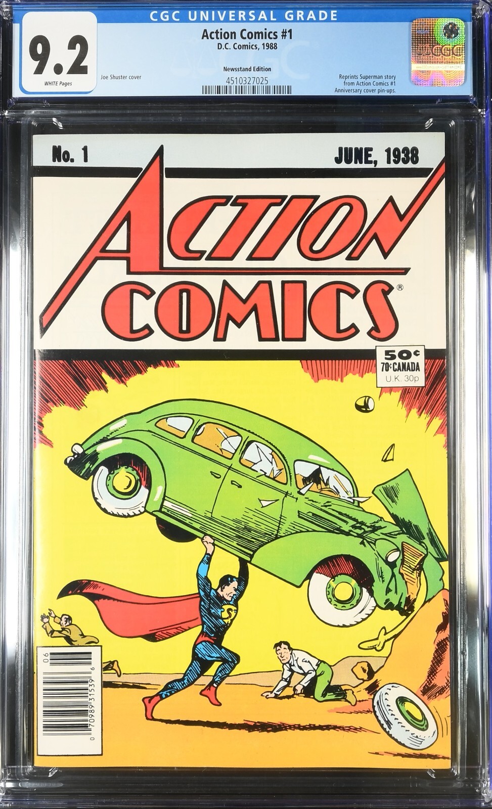 Action Comics #1 (1988) DC Newsstand Reprint Superman CGC 9.2 Graded 