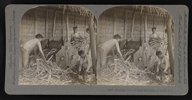 Photo:Luzon Philippines 1906 Sugar Mill Cane Grinding Scene Stereo Photo