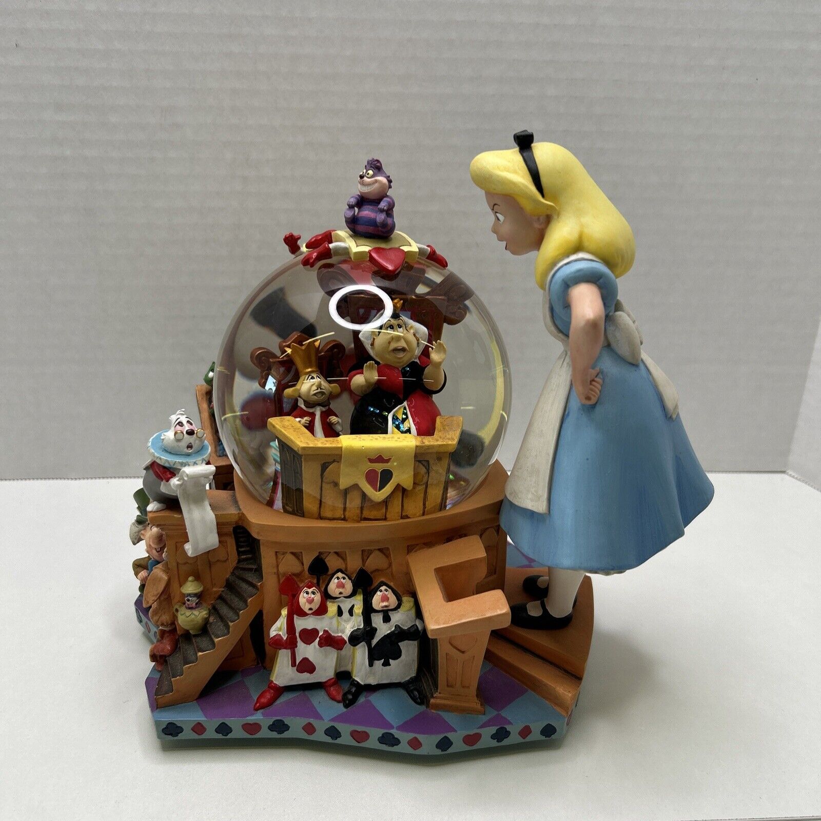 Disney Snow Globe Alice In Wonderland 50th Anniversary Wind-Up Music Alice Trial