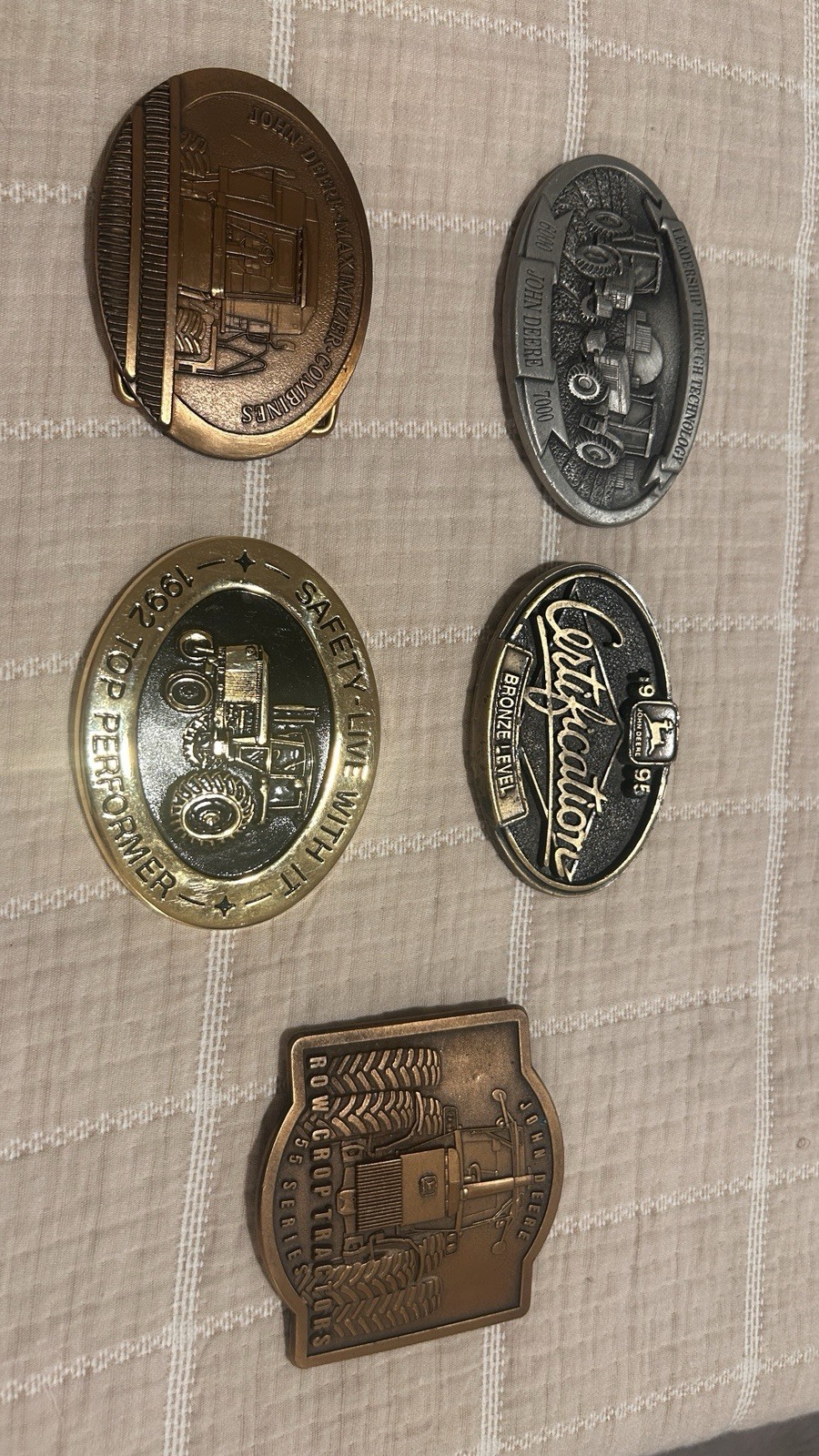x5 Lot 1990’s John Deere Brass Pewter Belt Buckles