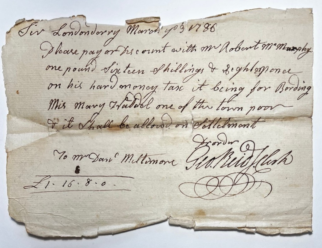 George Reid Revolutionary War General Signed Document New Hampshire Antique