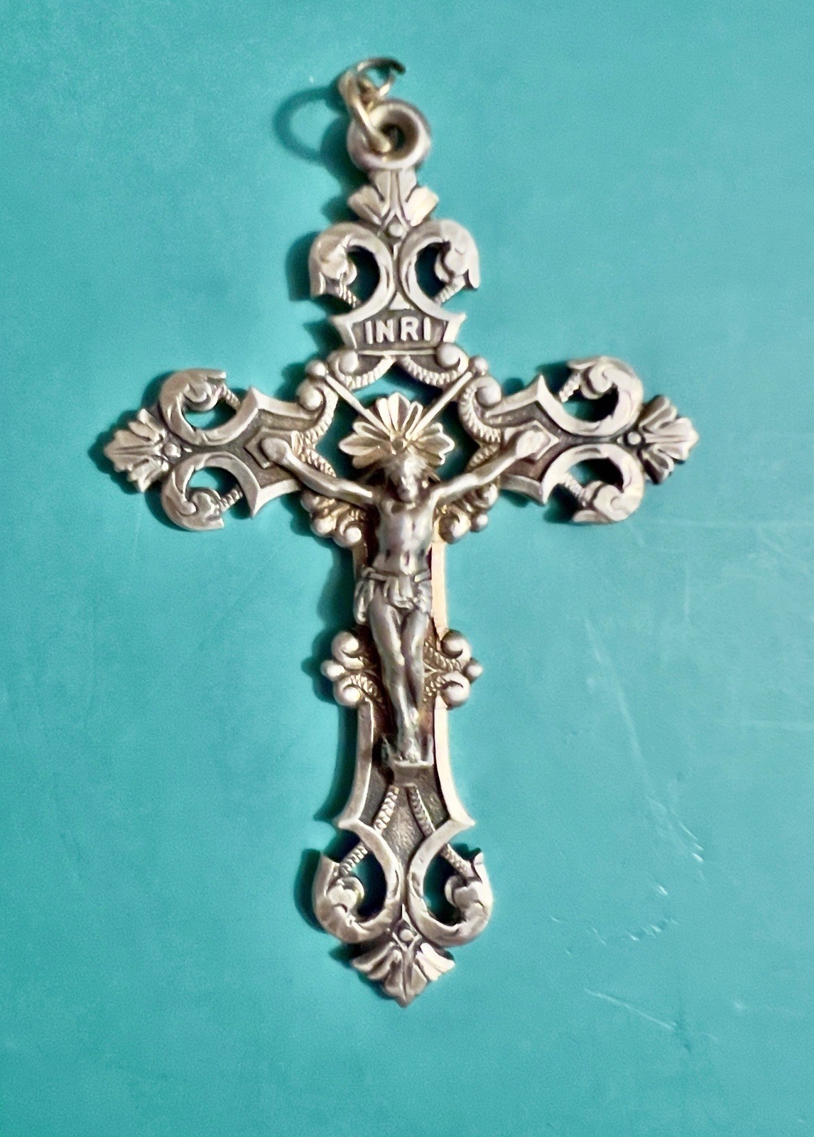 Vintage Hillcraft Sterling Silver Ornate Crucifix Cross Pendant INRI 8.1g