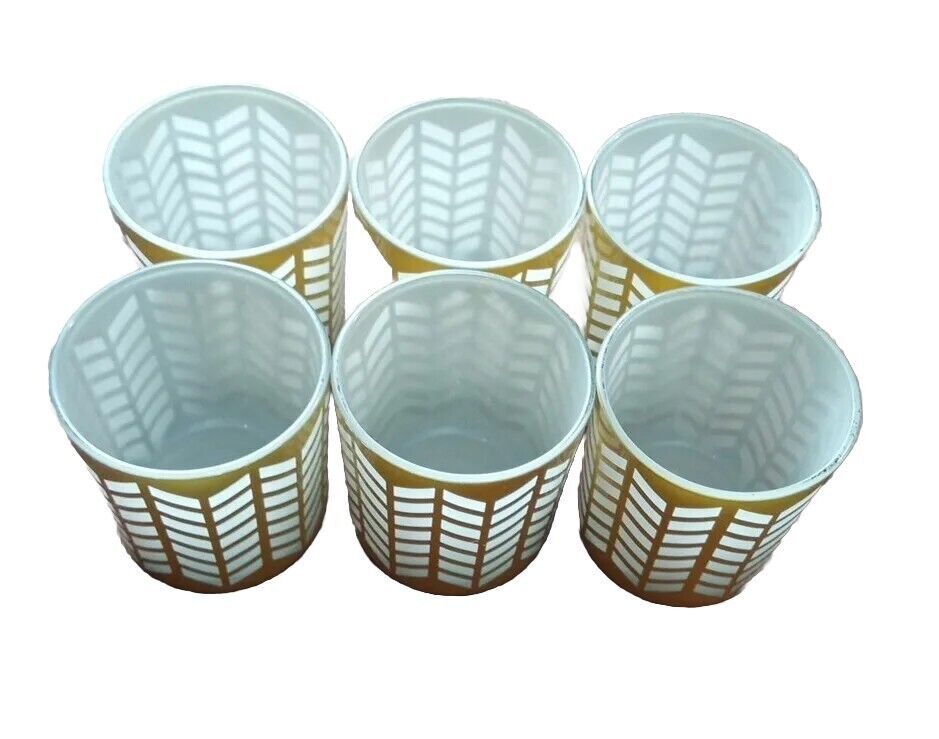 Vintage Yellow & White Frosted Candle Holder Set Of 6