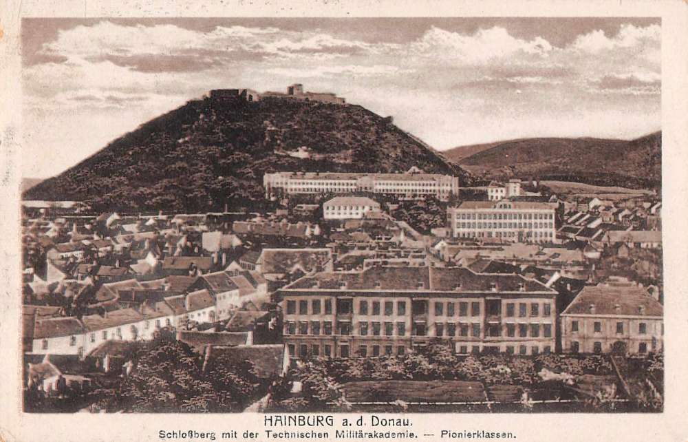 Hainburg an der Donau Austria panoramic birds eye view of area antique pc Z30050 Hainburg an der Donau Austria panoramic birds eye view of area antique pc Z30050