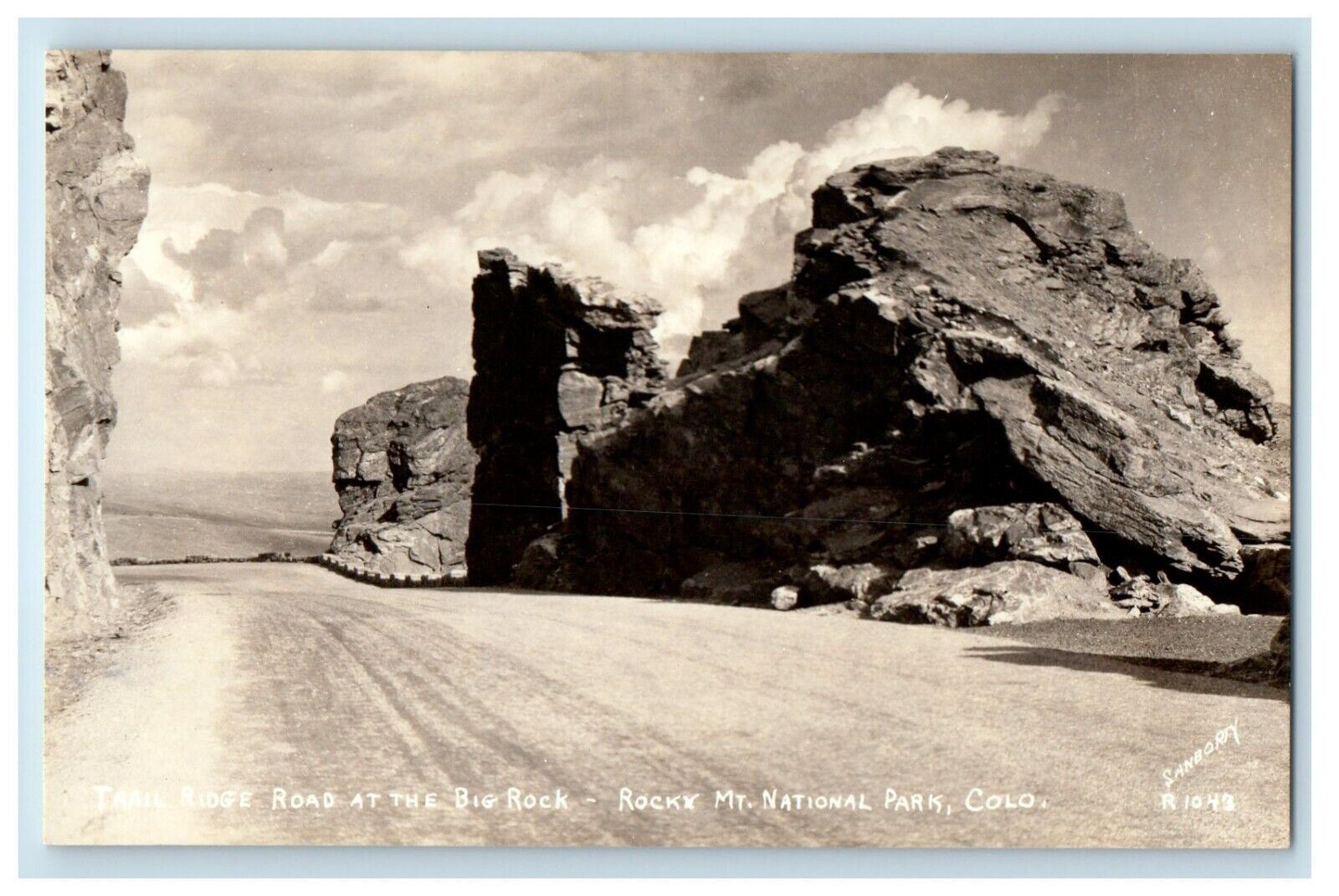 c1930\'s Trail Ridge Road Big Rock Rocky Mt. National Park CO RPPC Photo Postcard