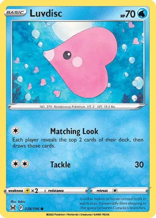 Pokemon SWSH11: Lost Origin Luvdisc #038/196
