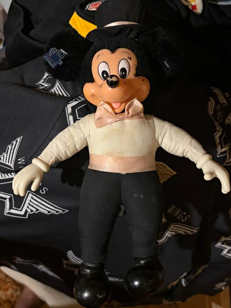 Antique Disney Mickey Mouse Plush Doll Tuxedo with Top Hat