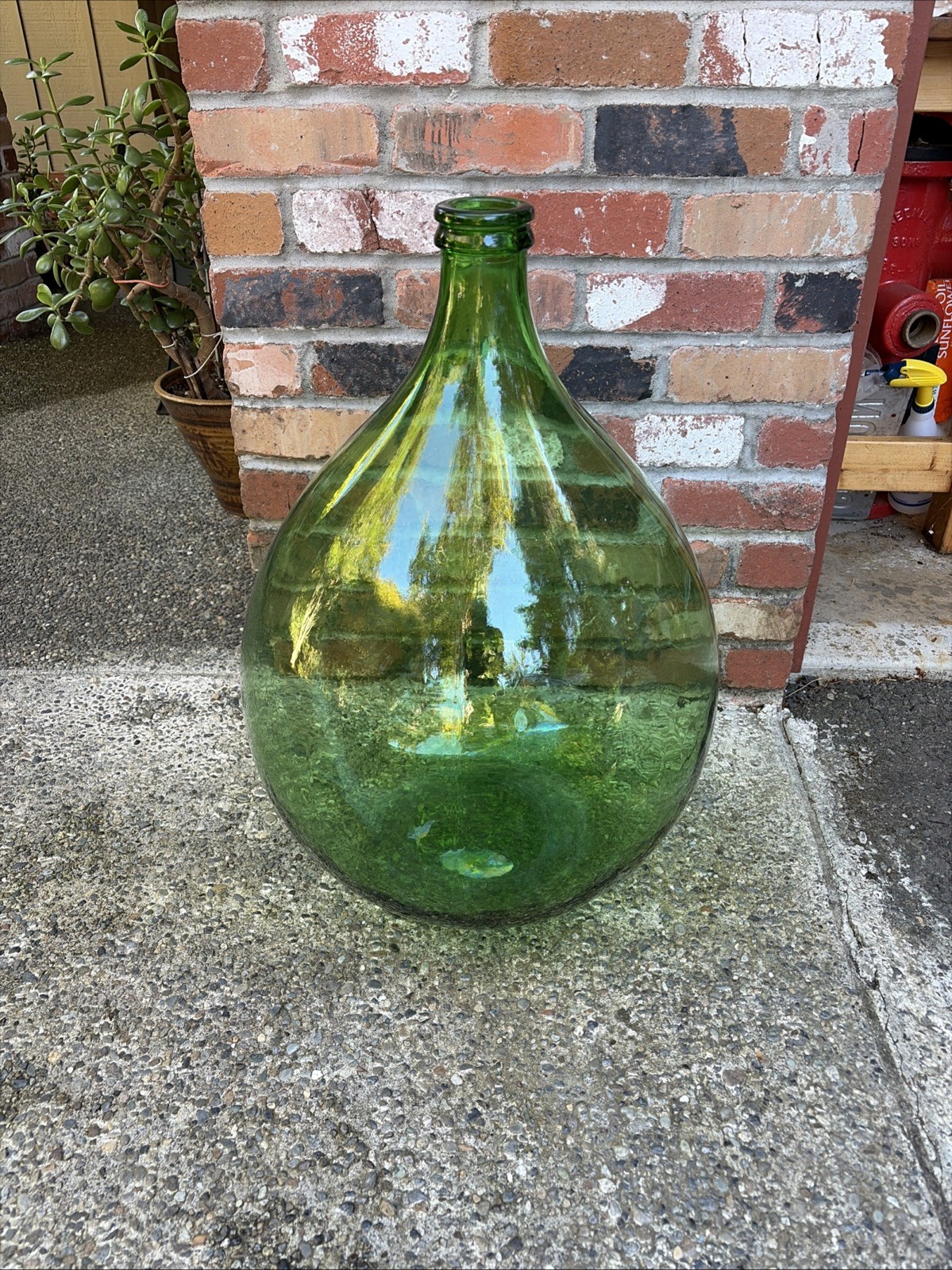 Vintage Demijohn WineCarboy Huge Green Glass Bottle 26.5\