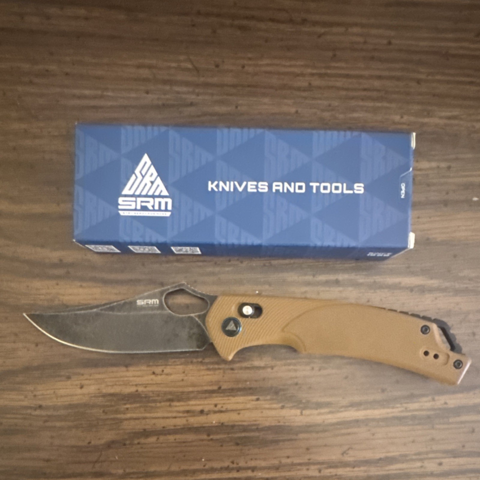 SRM 9202-GW Pocketknife Brown G10 Handle D2 Drop Point Plain Edge Manual