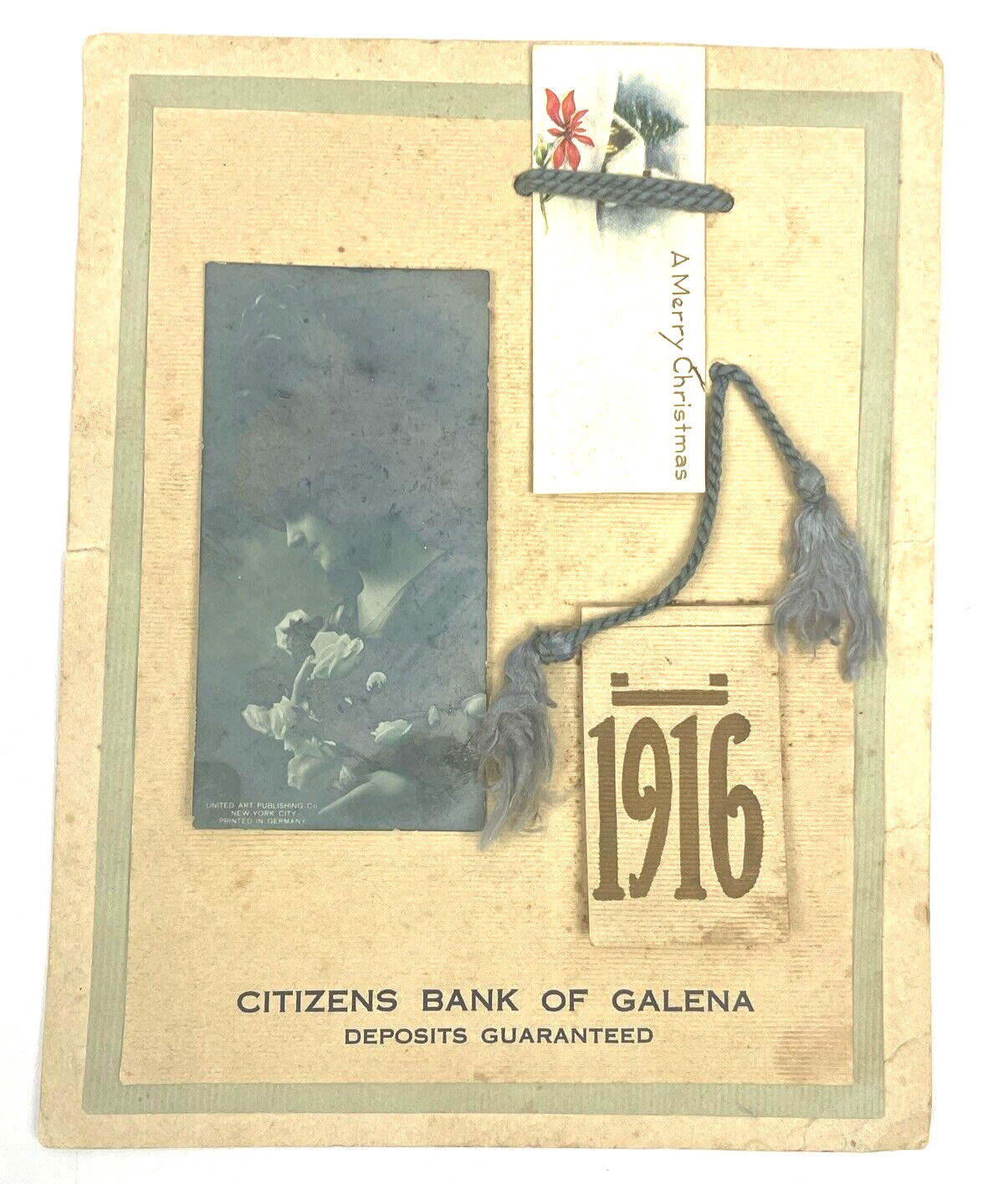 Vintage 1916 Citizens Bank Galena Advertising Calendar Antique Paper Ephemera