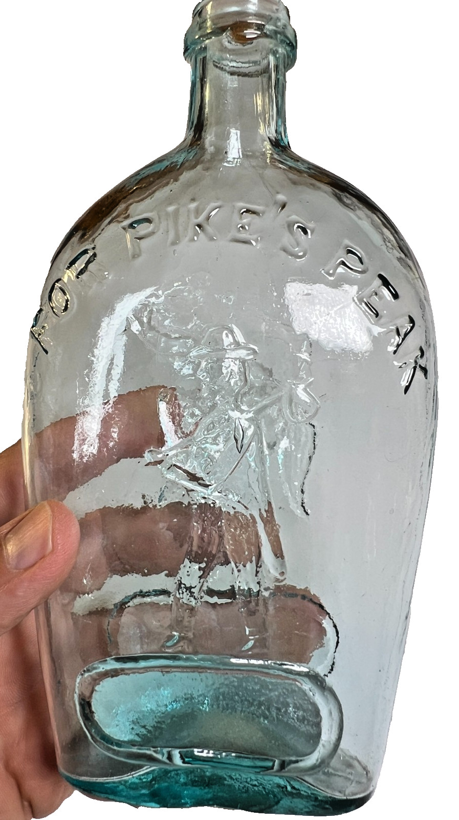 Antique FOR PIKE'S PEAK Prospector / EAGLE Pint Flask Bottle GXI-37 Attic Mint