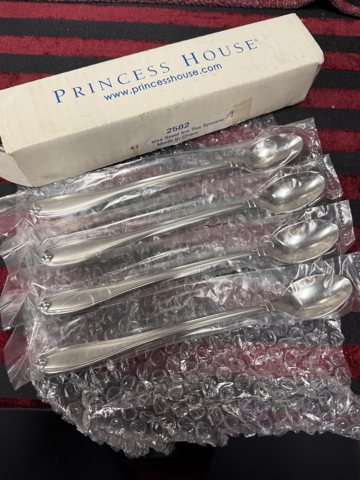 Set of 4 Princess House Barrington 18/10 Stainless Iced Tea Spoons 2582 Open Box