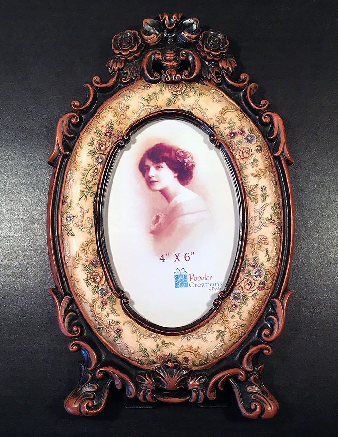 Vintage Victorian Style Ornate Oval Picture Frame Floral Carving Roses Vintage Victorian Style Ornate Oval Picture Frame Floral Carving Roses