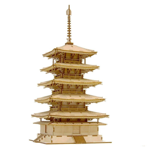 Ki-gu-mi Five-storied pagoda Puzzles 3D wooden framework Art  Japan