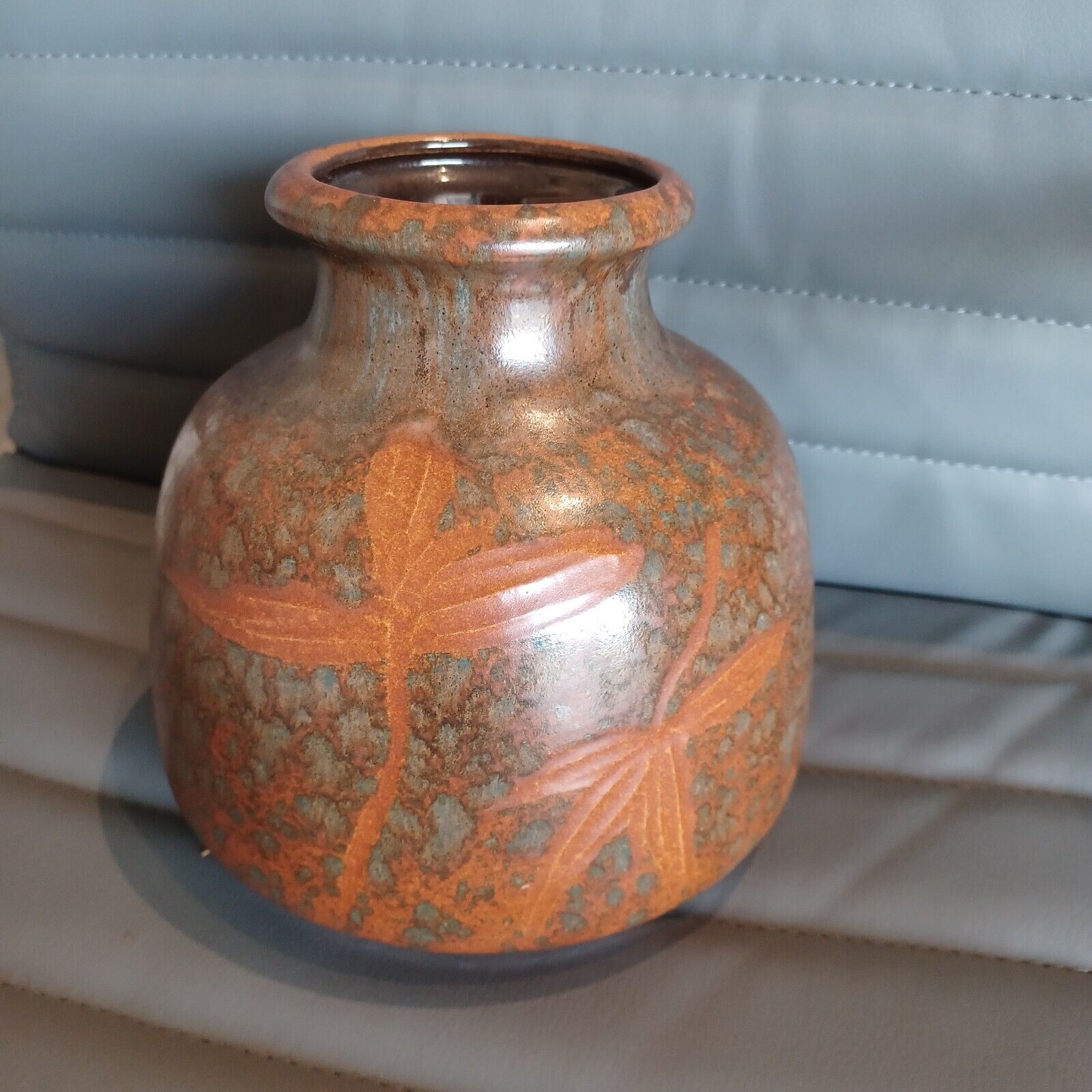 SCHEURICH KERAMIK Earth Tone Leaf Vase 293-16 West German Pottery Vintage 1970s