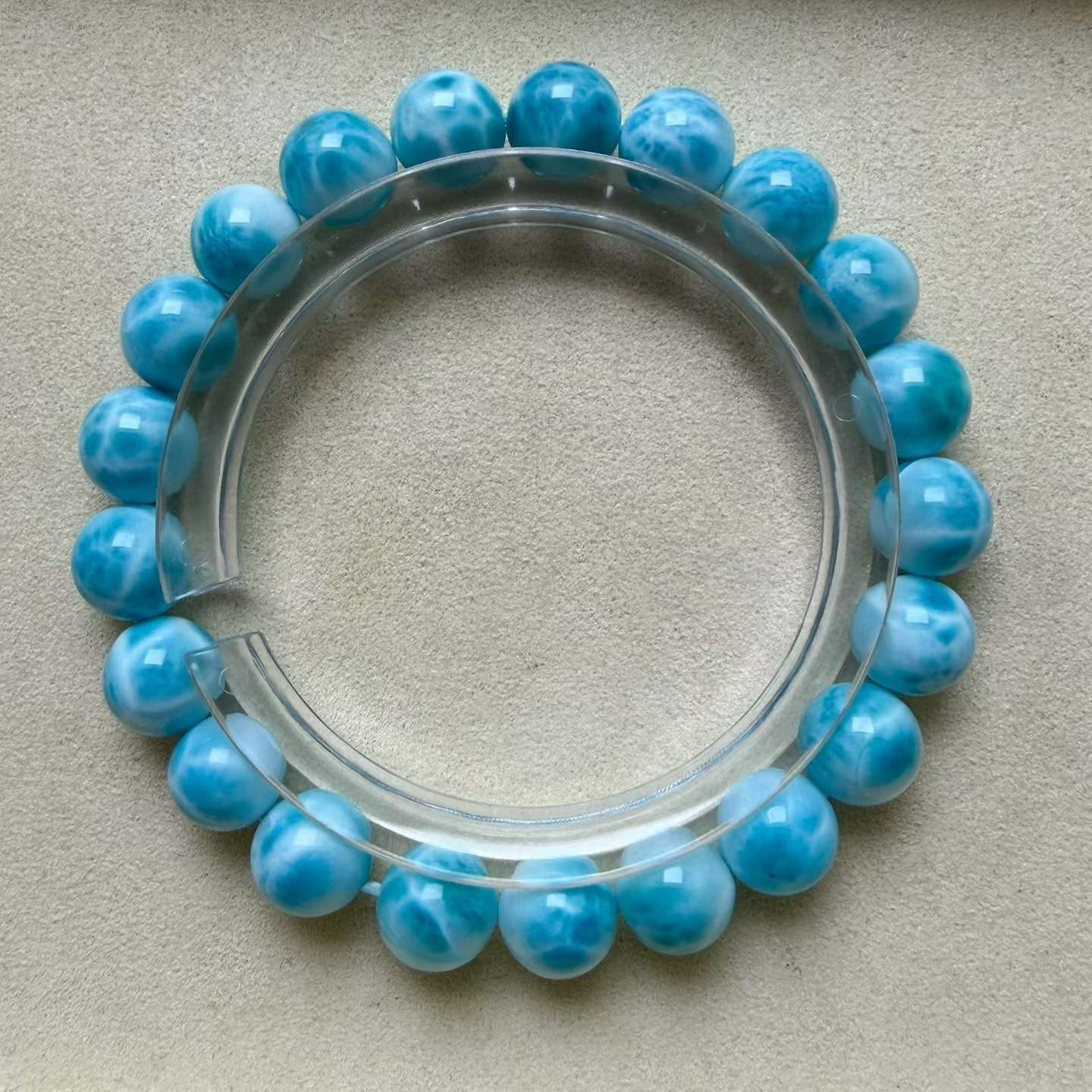 9.5mm Natural Larimar gem quartz Beaded Bracelet Gemstone Stretch Bracelet