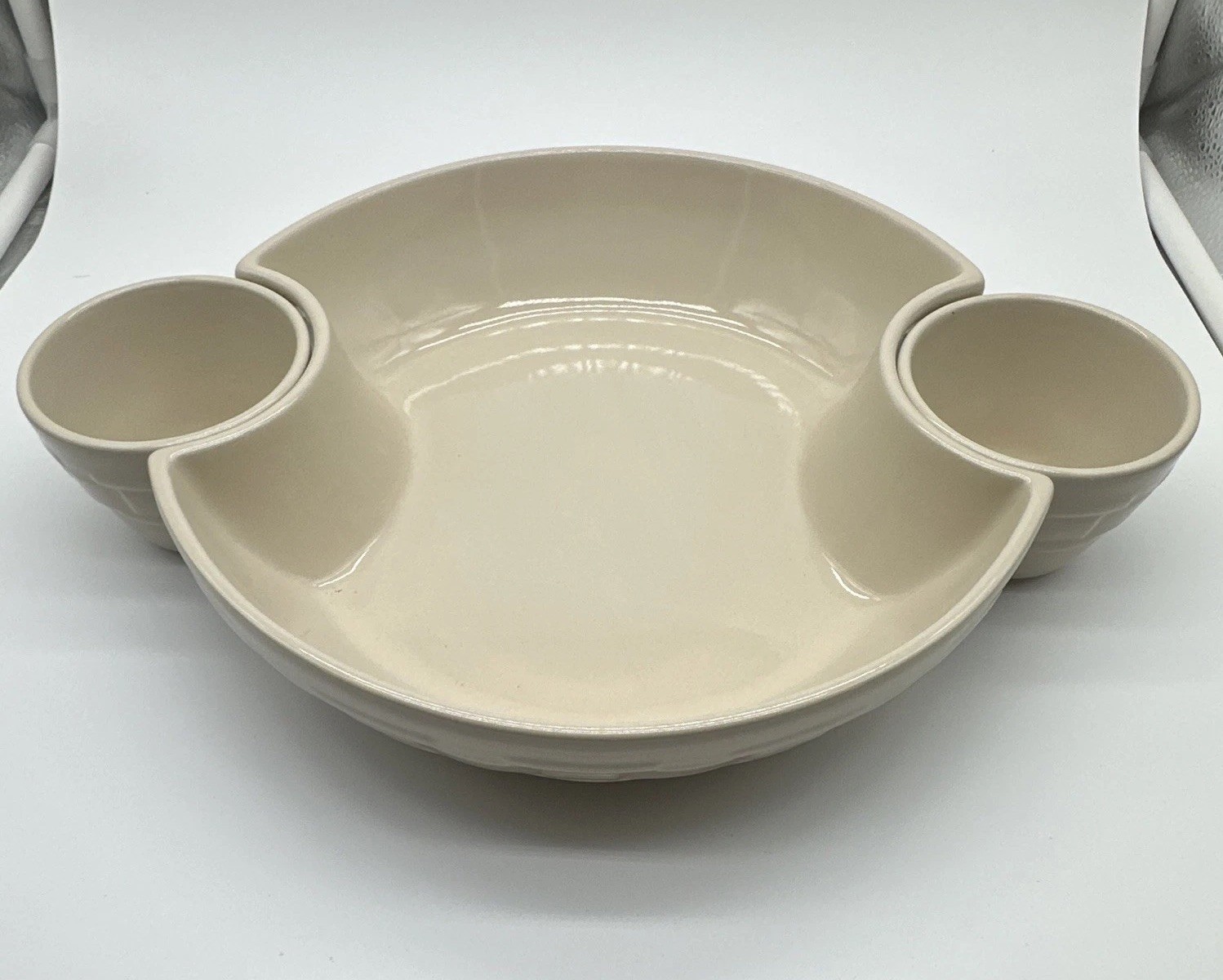 Still In The Box 📦 Longaberger Chip and Dip Bowl (3-piece) in Ivory 🤍