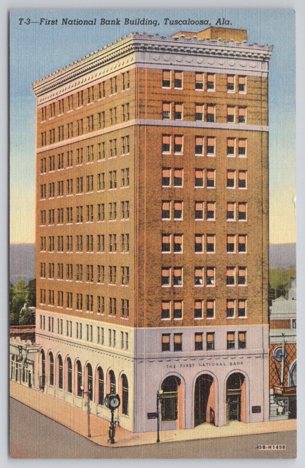 Tuscaloosa AL First National Bank Building Linen Postcard Curteich 1930s Tuscaloosa AL First National Bank Building Linen Postcard Curteich 1930s