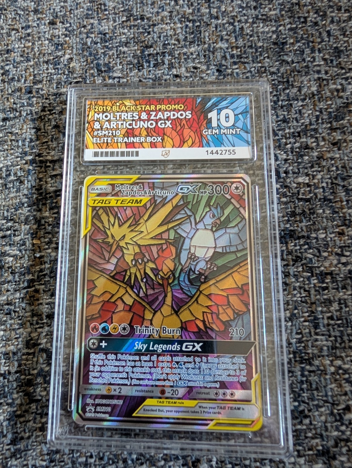 Pokemon Card Moltres & Zapdos & Articuno GX  SM210 Ace 10 Perfect Subgrades