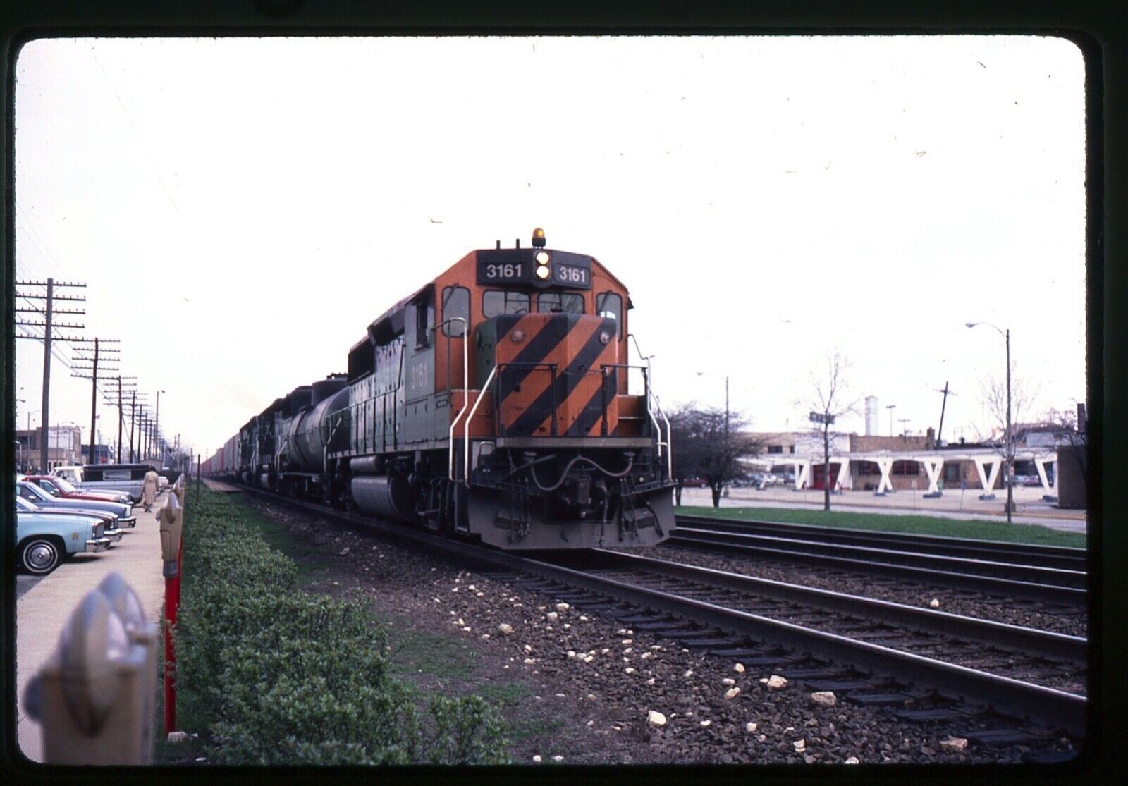 Railroad Slide - Burlington Northern #3161 GP50 Locomotive 1986 La Grange IL BN