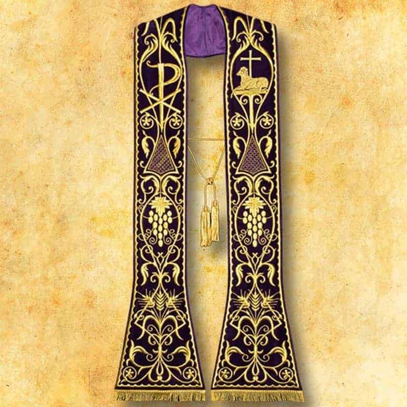 Embroidered Roman Stole on Plush \