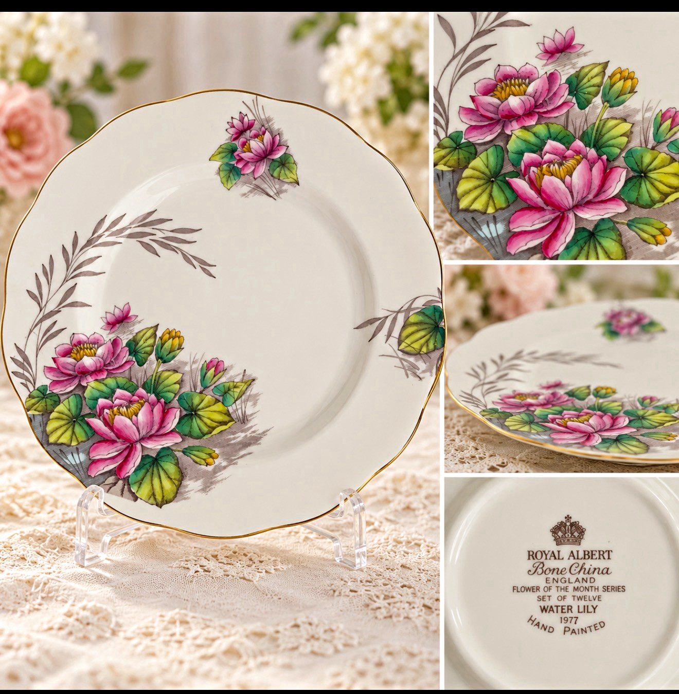 Royal Albert Bone China Flower of the Month Water Lily No.7 England. No chip