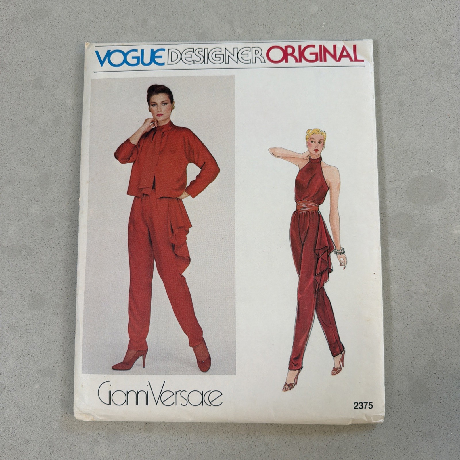 70\'s Vogue 2375 Gianni Versace Designer Sewing Pattern Misses Jacket Top Pant 6