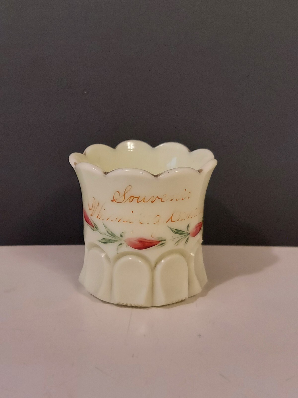 Vintage Krys-Tol Custard Glass Toothpick Holder Souvenir Glows
