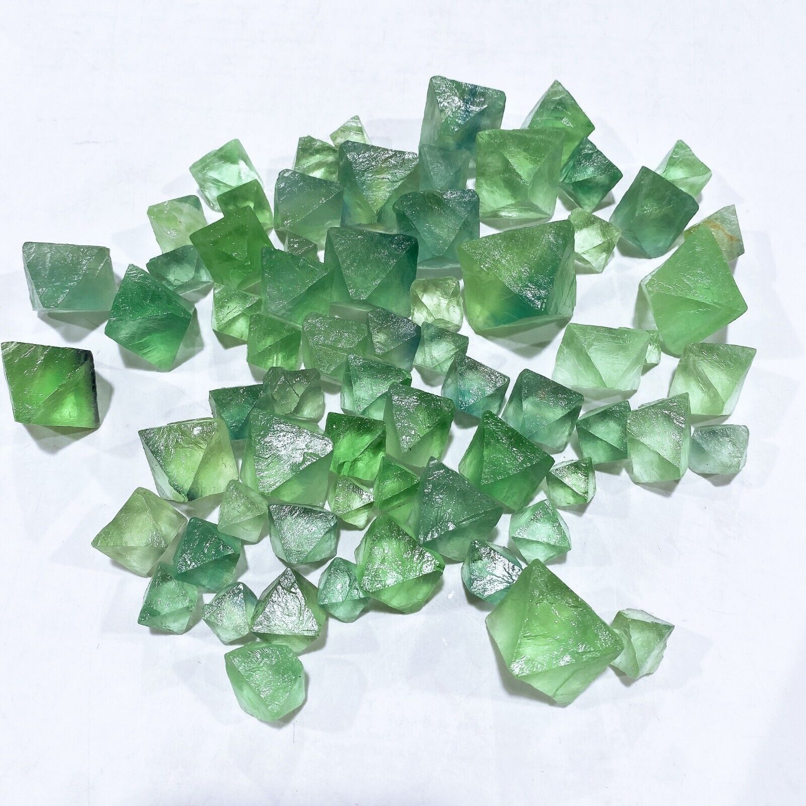 US 100g Natural Green Fluorite Octahedron Crystal Mineral Crystal Reiki Healing