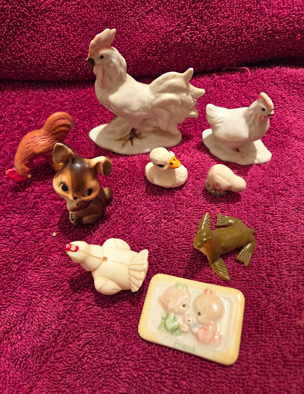 Enesco Ceramic Mini Animal Figurines Lot of 9 Magnetic Glossy Multicolor 1991