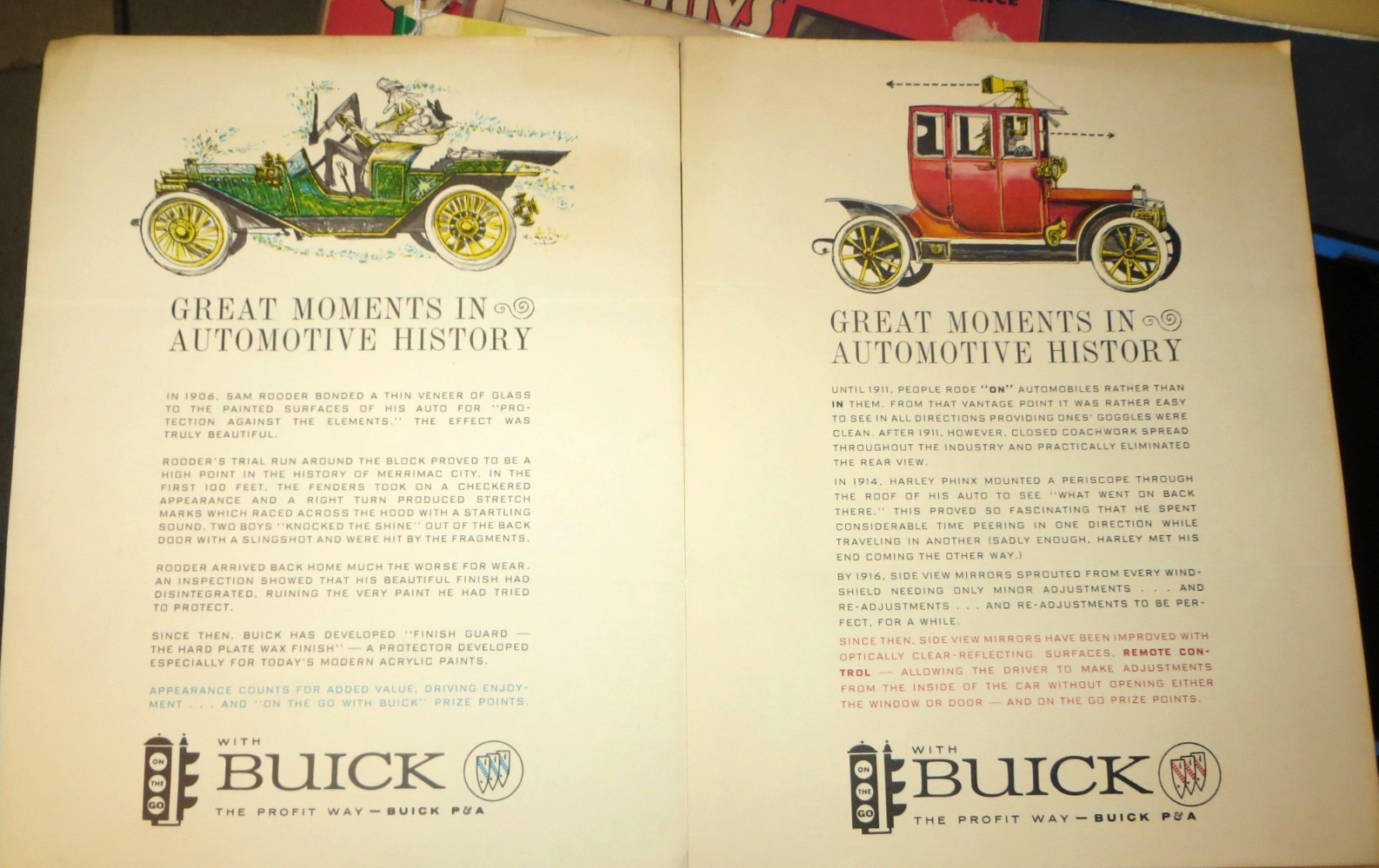 BUICK ADV 1906 1914 GREAT MOMENTS IN AUTOMOTIVE HISTORY 8 1/2X11 PAPER