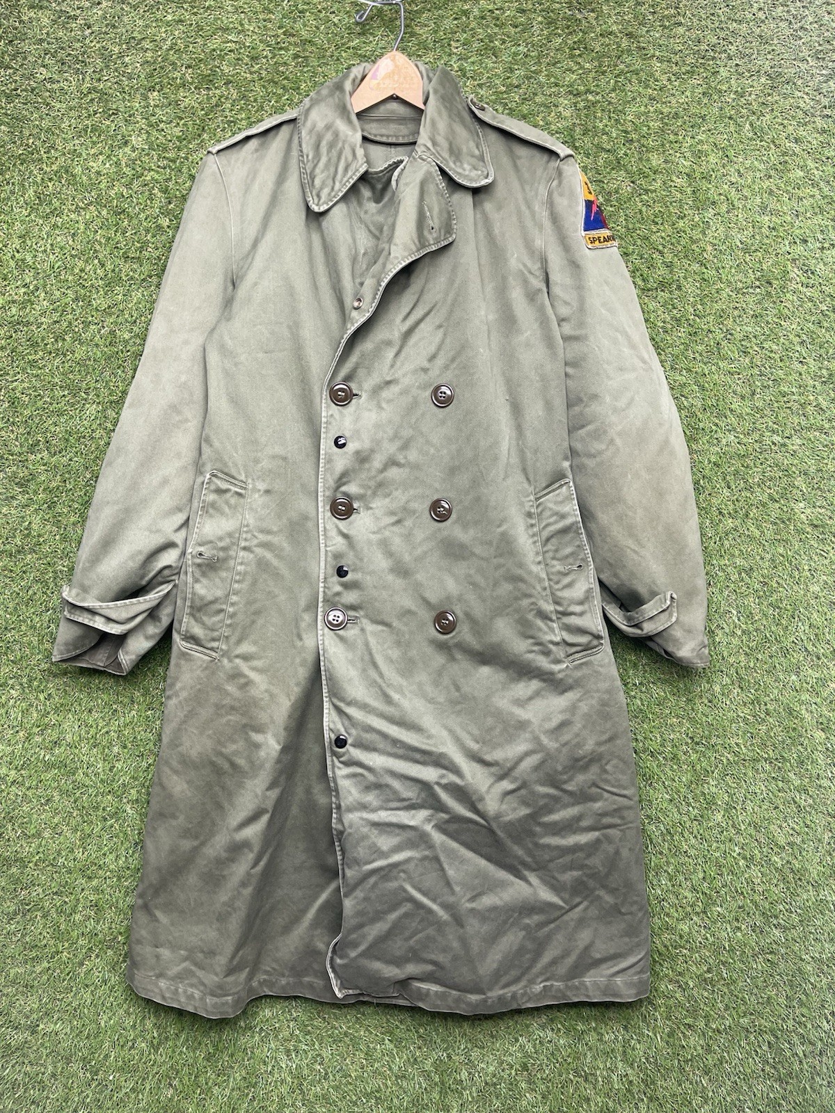 Vintage WWII Army Heavy Trench Coat Mens Medium Wool Liner Ironsides Patch Vintage WWII Army Heavy Trench Coat Mens Medium Wool Liner Ironsides Patch
