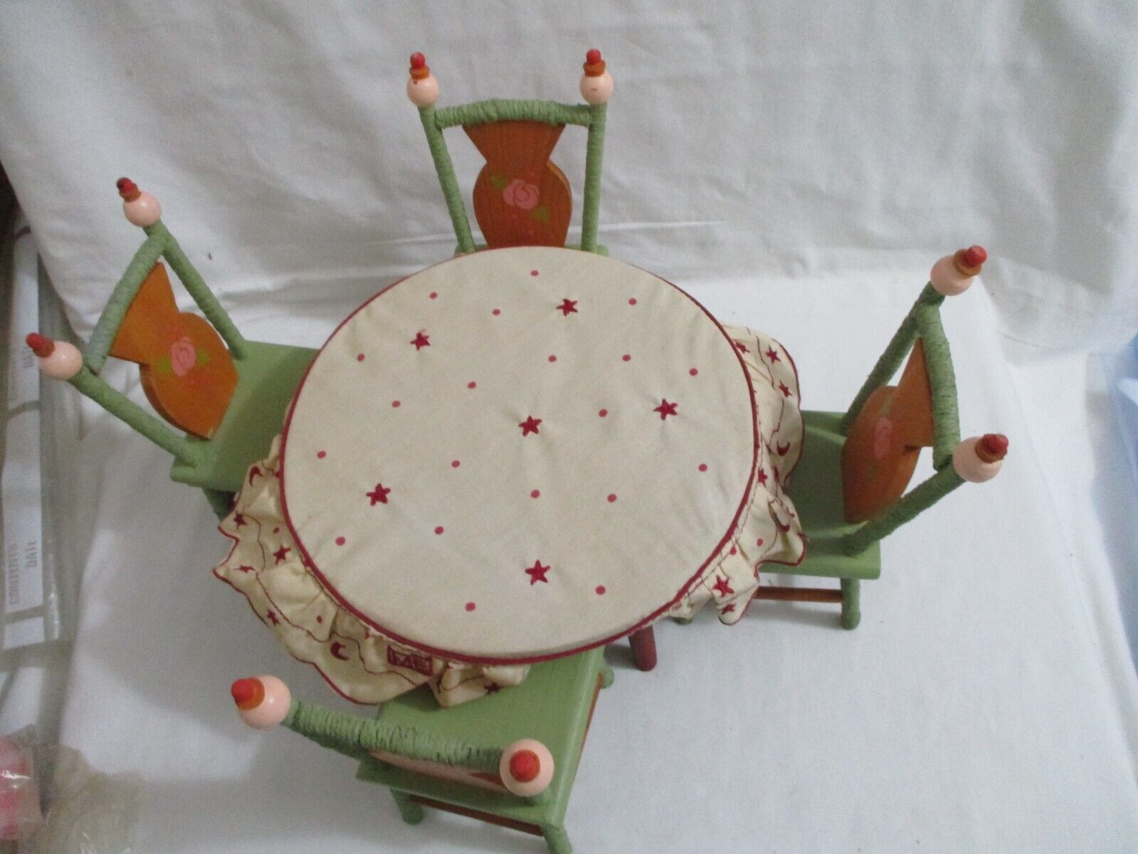 Mary Engelbreit 1993 Kitchen Table w/cloth & 4 Chairs for Dolls
