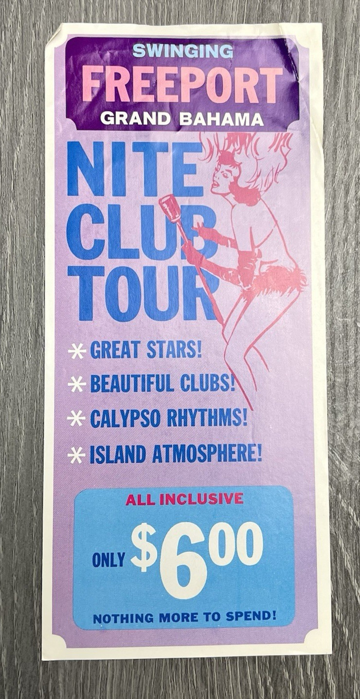 1960s Freeport Grand Bahama Nite Club Tour Brochure Vintage Travel Ephemera