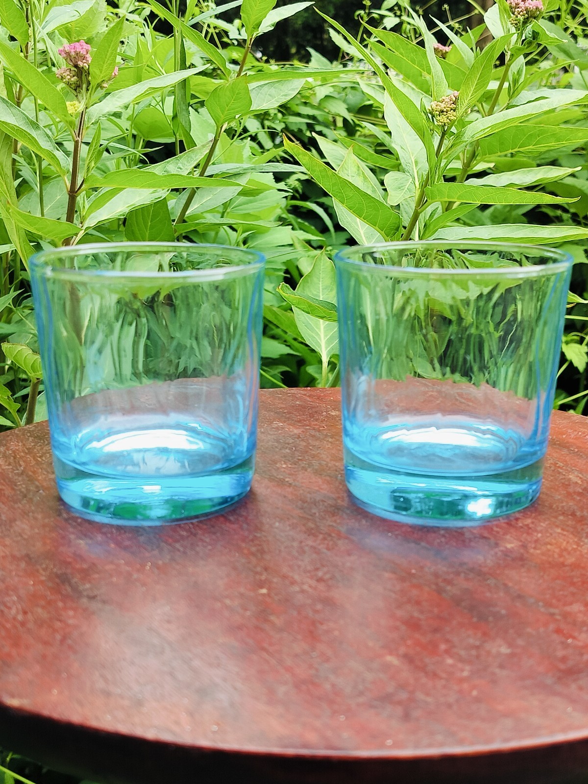 2 Anchor Hocking Swirl Misty Blue  Tumbler Old Fashioned Juice Glasses 3 1/4\