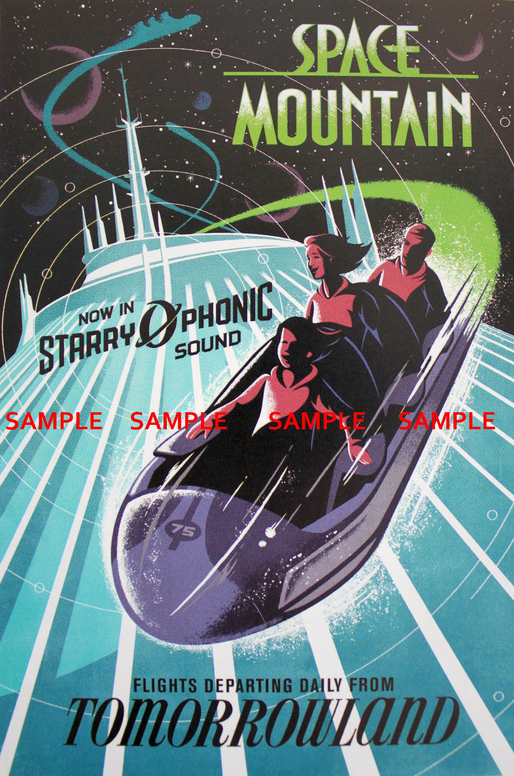  1977 Disneyland Tomorrowland Space Mountain Attraction 11 x 17 Poster