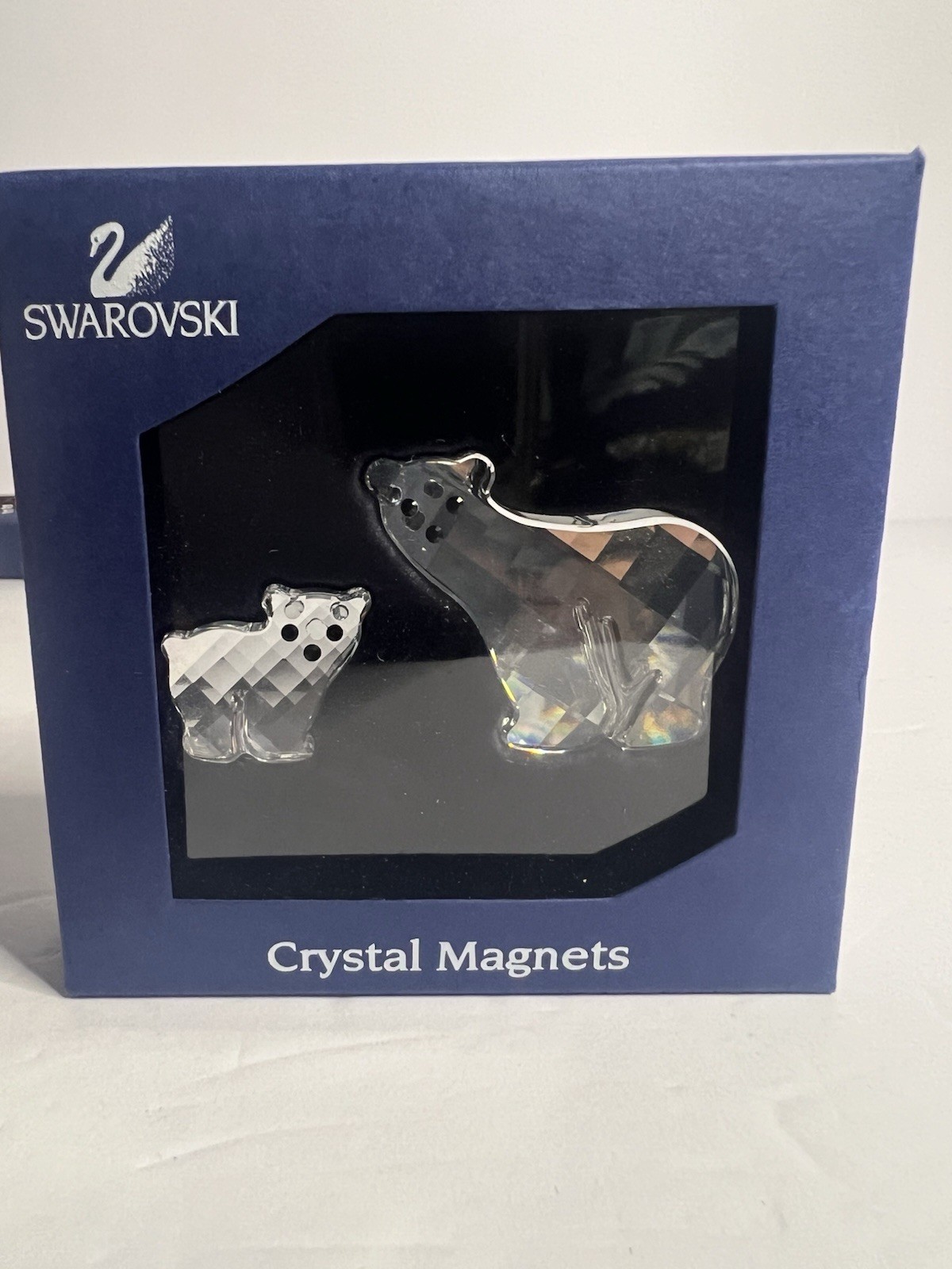 Swarovski Crystal Polar Bear Mother Cub Magnet Set 2 Pc Boxed Made in Austria