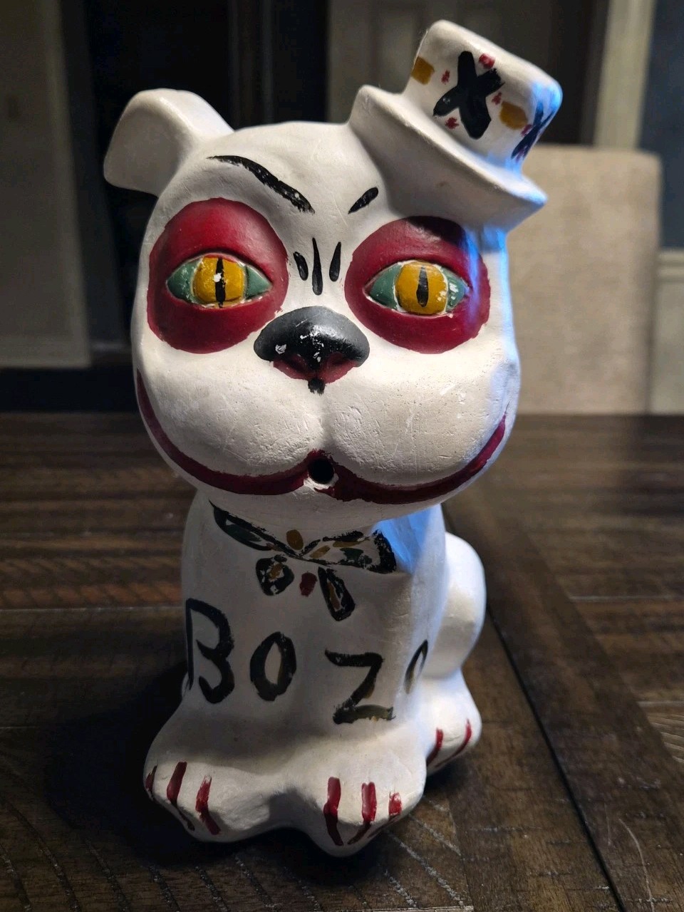 VINTAGE Bonzo The Dog Chalkware Souvenir Altered Folk Art Spooky Clown BOZO