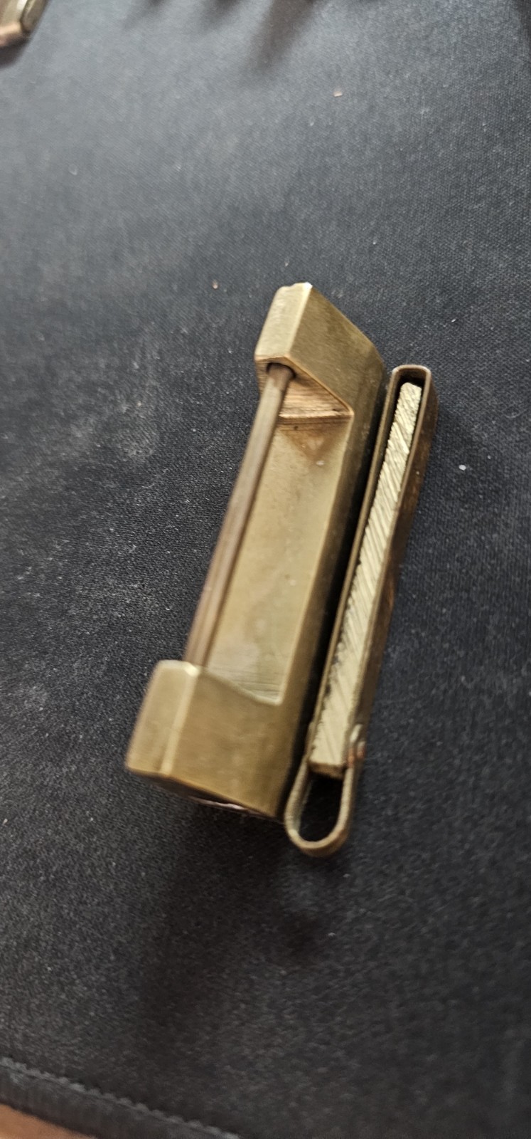ANTQ. CHINESE SOLID BRASS PADLOCK/SLIDE LOCK W/KEY TRUNKS CABINETS S1