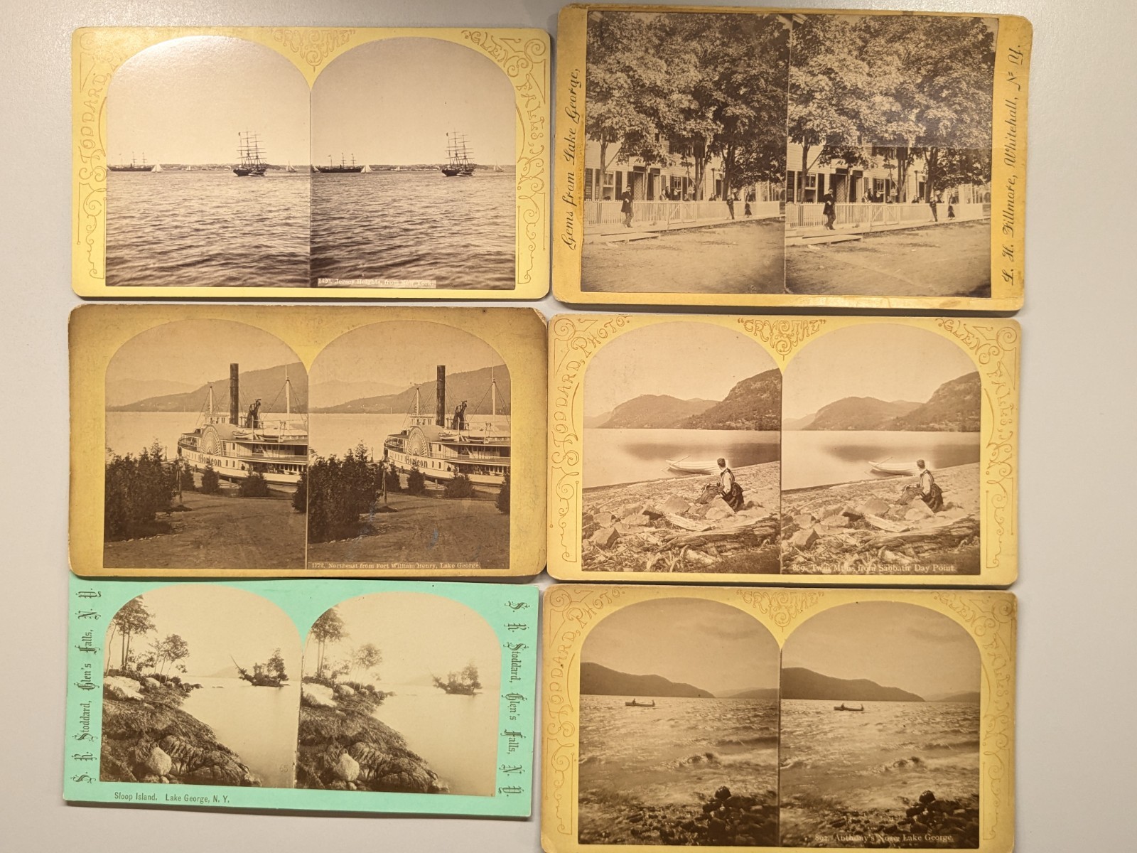 (6) New York State Stereoview Photo Lake George S.R. Stoddard