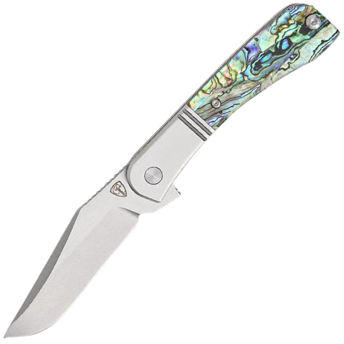 Finch Gooseneck Bolster Lock Abalone Folding 14C28N Pocket Knife GN600