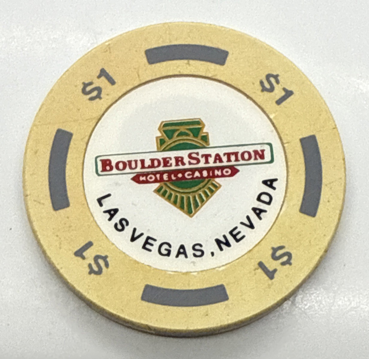 Boulder Station Hotel Casino $1 Chip - Las Vegas Nevada Cream 1994
