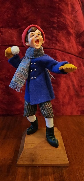 Simpich Snowball Boy Caroler Character Doll Christmas Handmade USA Vtg Simpich Snowball Boy Caroler Character Doll Christmas Handmade USA Vtg