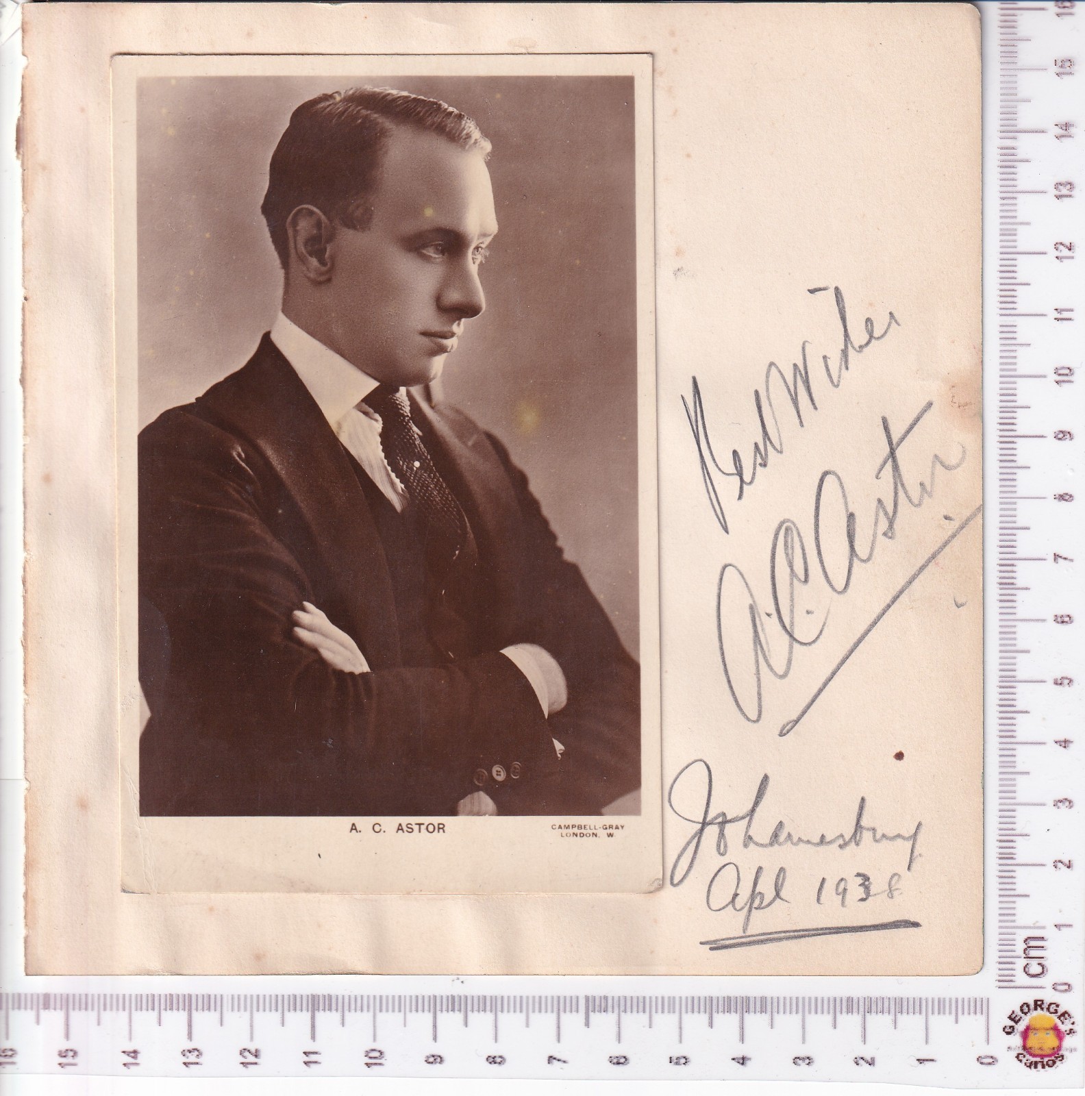 1938 A C Astor BBC Radio Actor Ventriloquist Autograph RP postcard Johannesburg