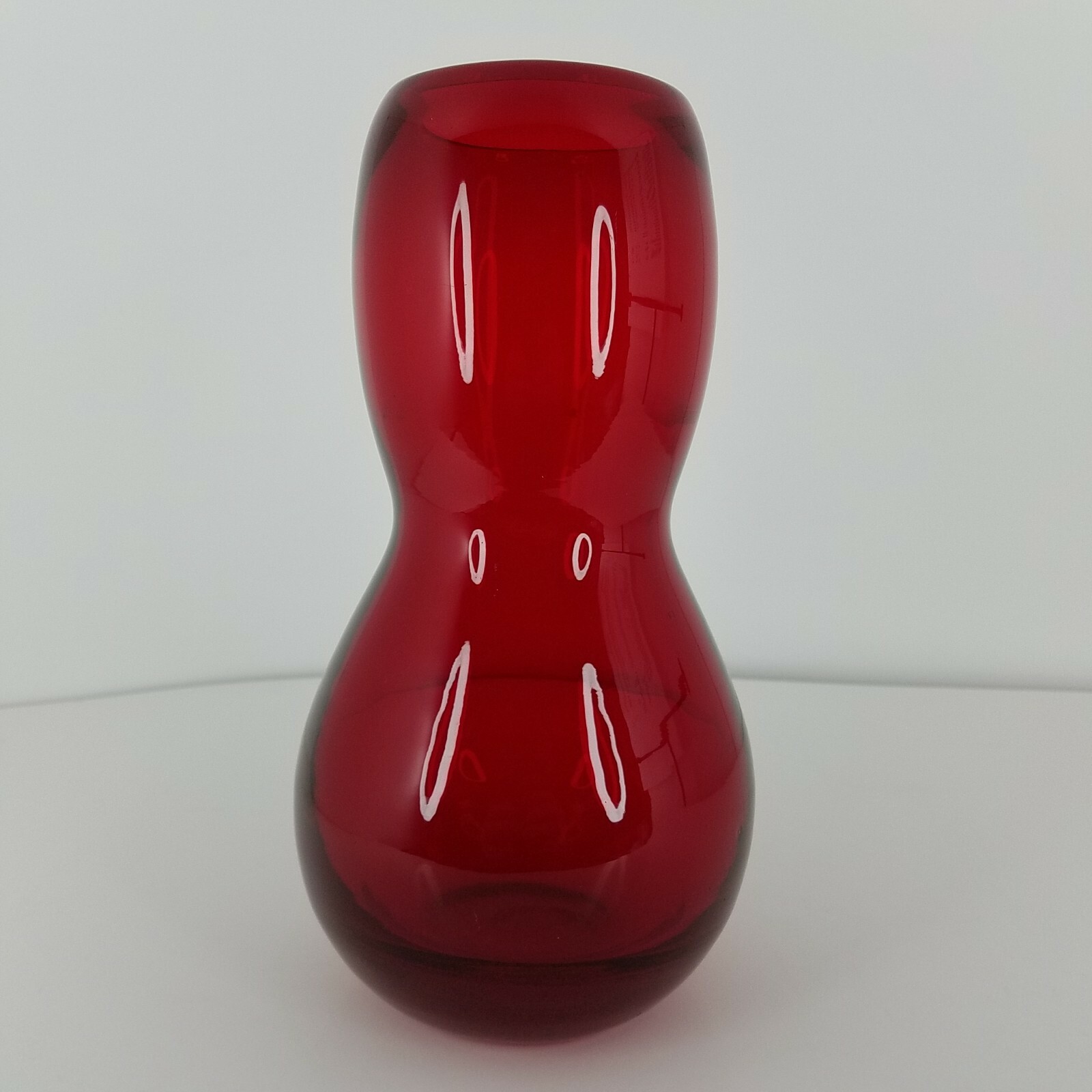 Ruby Red Glass Vase Thick Heavy 8\