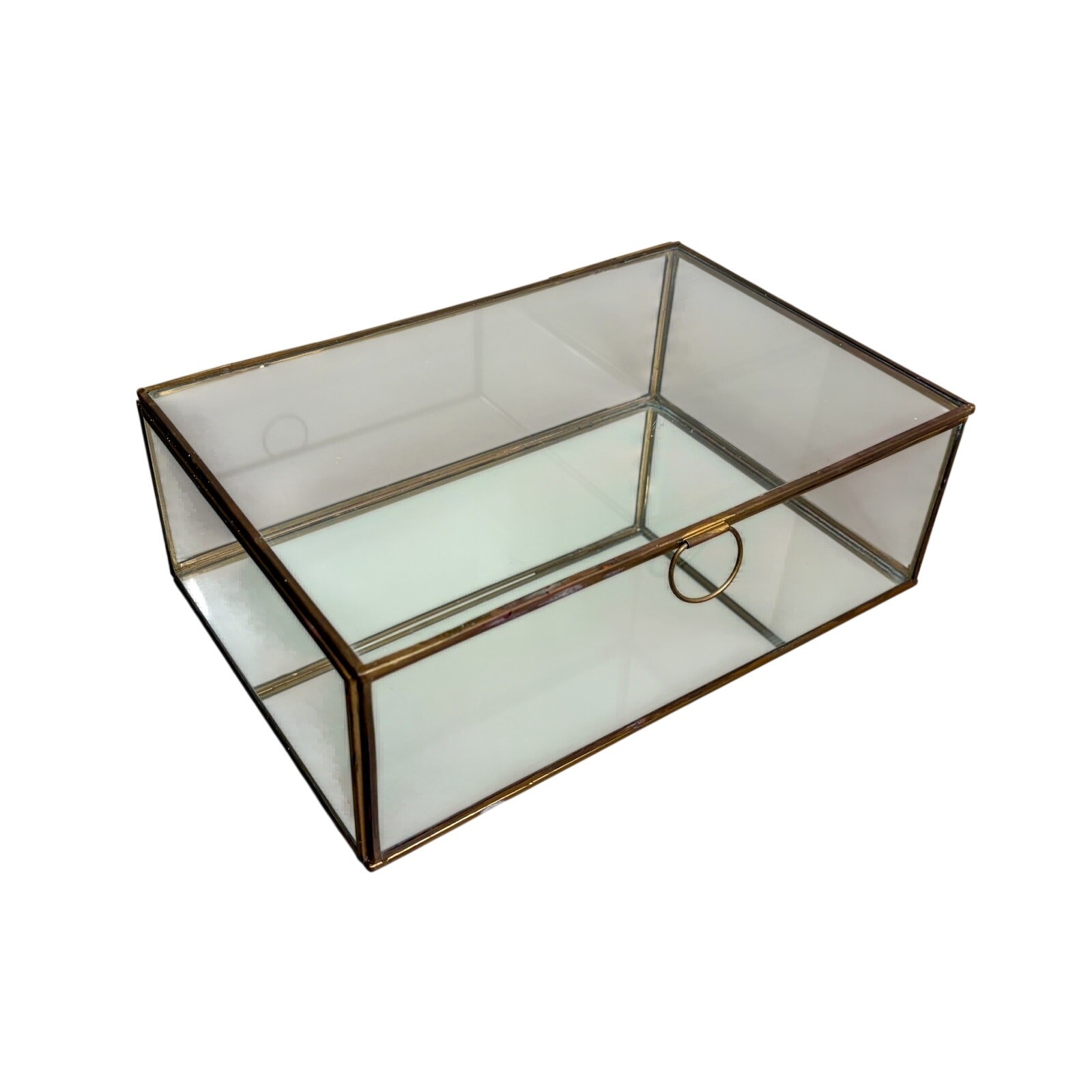 Pottery Barn Callie Glass + Brass Desk Box Display Case, 12x8 Retired - India